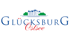Glücksburg Ostsee Logo mit blauem Schloss-Symbol und rotem "Ostsee" Schriftzug.