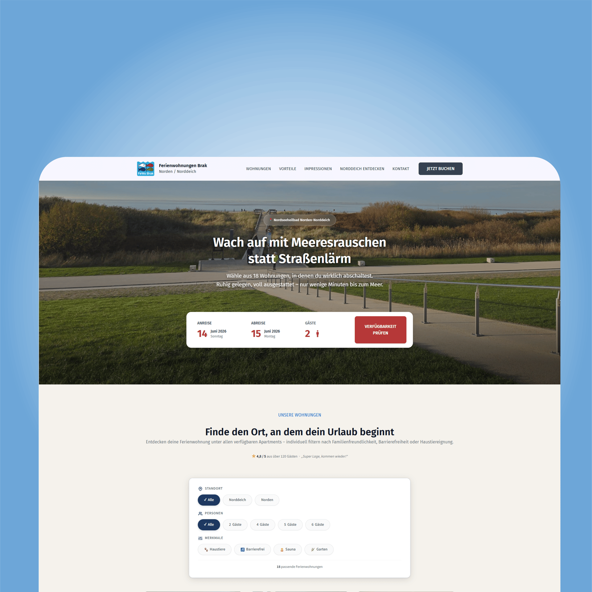 Webseite Ferienwohnungen Brak