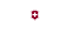 Rotes Victorinox-Schild mit weißem Kreuz über dem Wort "VICTORINOX" in Großbuchstaben auf grünem Hintergrund.