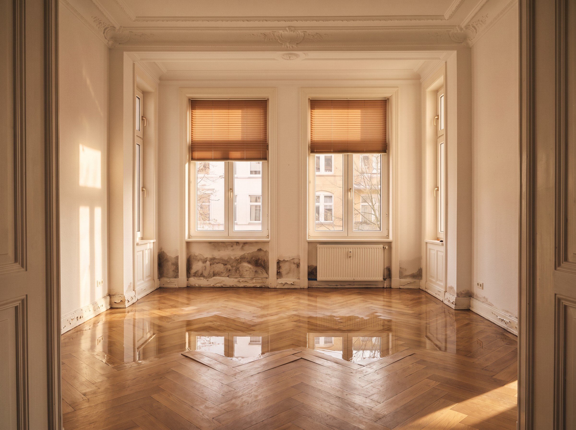 Wasserschaden in einem Wohnraum in Hamburg