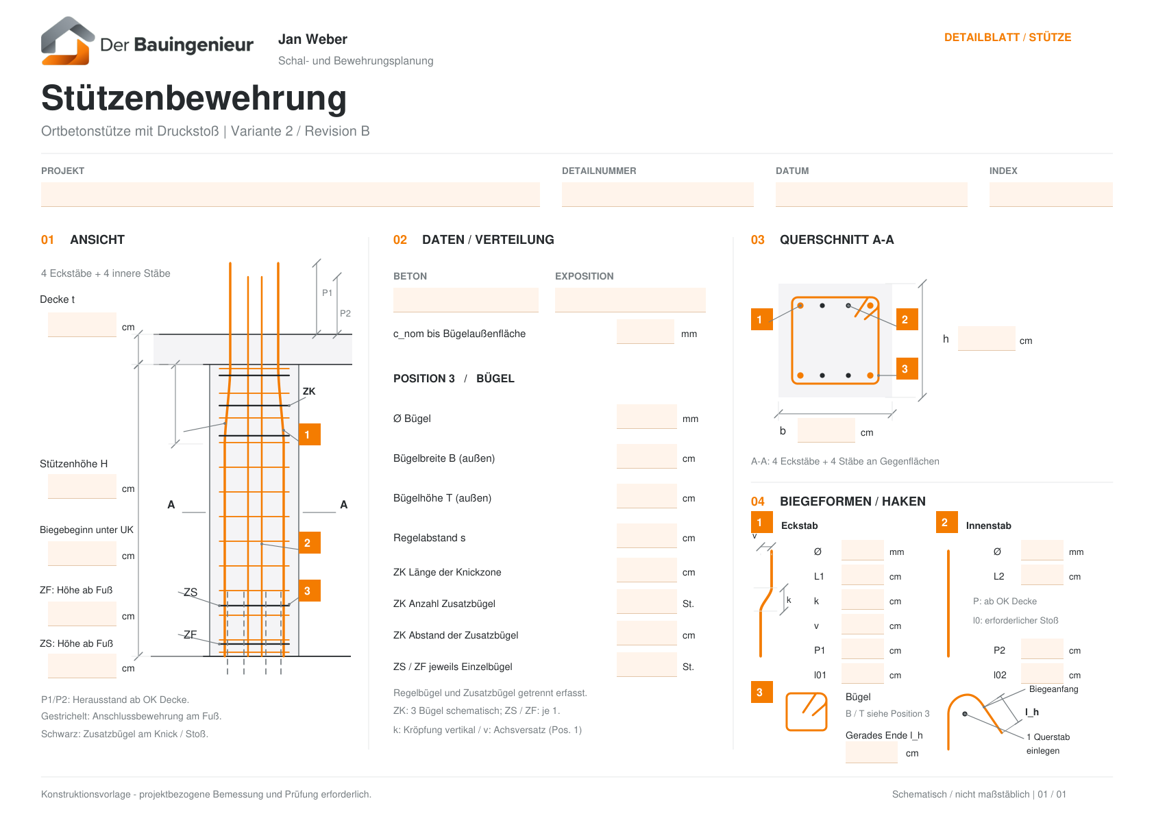 Stahlbetonstütze Druckstoß