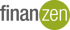 Logo mit dem Wort "finanzen", wobei "finan" grau ist und "zen" weiß in einem grünen Kreis.