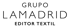 Schwarzer Text auf dunkelgrünem Hintergrund: "GRUPO LAMADRID EDITOR TEXTIL".