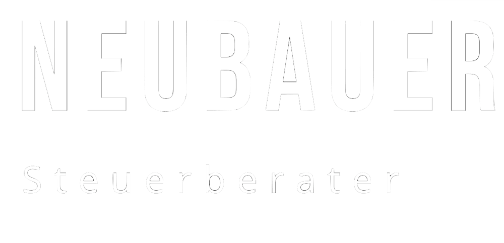 Logo mit "NEUBAUER" in Großbuchstaben und "Steuerberater" darunter, beide weiß auf grünem Hintergrund.