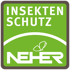 Grünes Logo mit weißem Text "INSEKTENSCHUTZ" und "NEHER", darunter ein Schmetterlingssymbol.