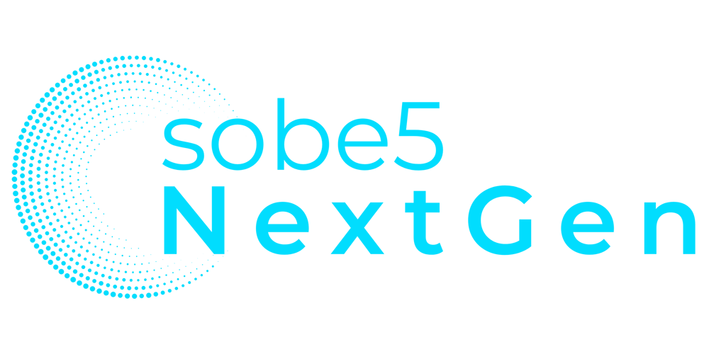 Sobe5 NextGen-Logo mit einem Kreismuster aus Punkten.