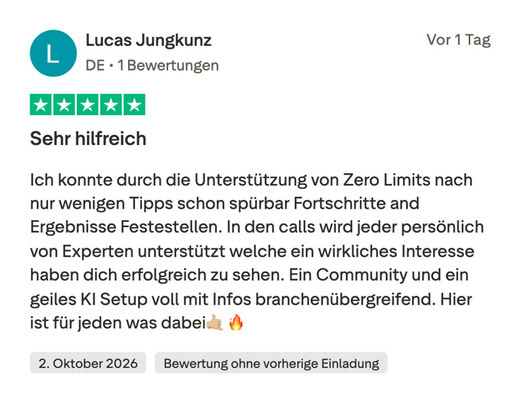 Trustpilot-Bewertung von Lucas, 5 Sterne