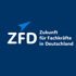 ZFD Logo: Zukunft für Fachkräfte in Deutschland, blauer Hintergrund.
