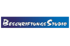 BeschriftungsStudio-Logo auf blauem Hintergrund mit Farbverlauf.