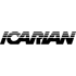 Schwarzes Icarian-Logo mit horizontalen Linien über den Buchstaben auf dunkelgrünem Hintergrund.