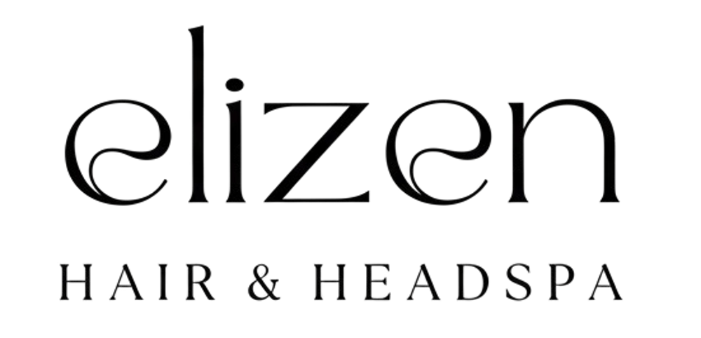 Elizen Hair & Headspa Logo mit schwarzem Text auf weißem Hintergrund.