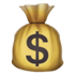 Goldener Geldsack mit schwarzem Dollarzeichen.