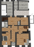 Grundriss eines Hauses mit verschiedenen Räumen wie Garage, Wohnen, Schlafen und Bad, mit Flächenangaben.