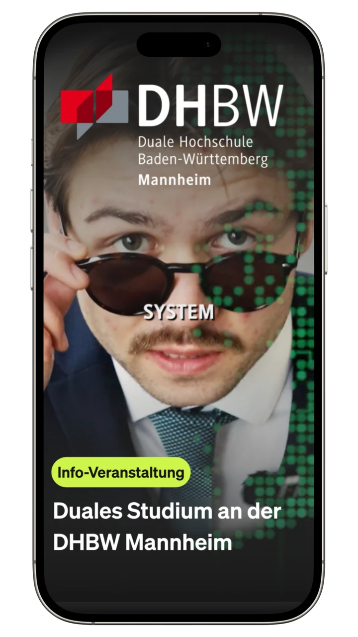Anzeige der DHBW Mannheim für die Online-Info-Veranstaltung