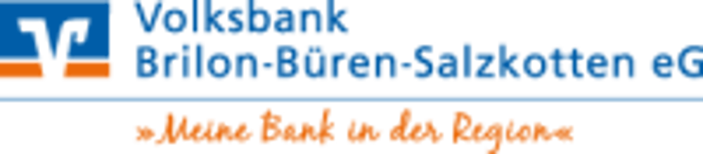 Volksbank Brilon-Büren-Salzkotten eG Logo mit dem Slogan "Meine Bank in der Region".
