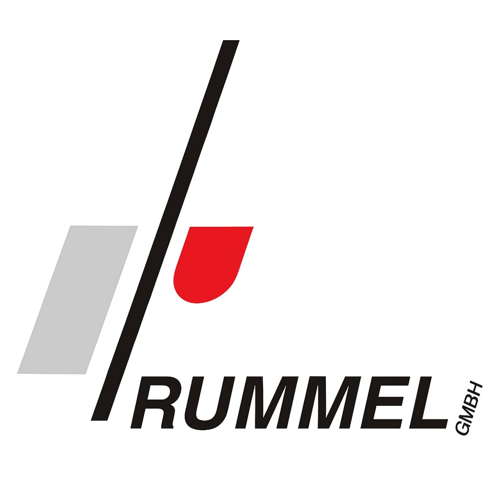 Logo mit schwarzem Schrägstrich, grauem "TR" und rotem "U", darunter der Schriftzug "TRUMMEL GMBH".
