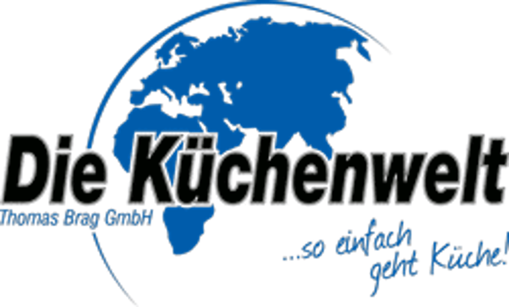 Logo: "Die Küchenwelt Thomas Haag GmbH!" mit blauer Weltkugel und Text "...so einfach geht Küche!"