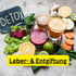 Drei bunte Smoothies mit frischem Obst und Gemüse wie Rote Bete, Spinat, Orangen, Kiwi, Karotten und Ingwer.