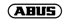 Das ABUS Logo in einer weißen Ellipse mit dem Untertext Security Tech Germany auf schwarzem Hintergrund.