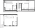 Zwei Schwarz-Weiß-Grundrisse mit Treppen, Badezimmern und verschiedenen Möbeln.