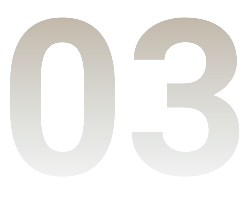 Graue Ziffern "03" auf dunkelgrünem Hintergrund.