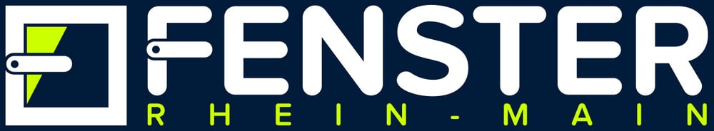 Logo mit Fenster-Symbol und den Wörtern "FENSTER" in Weiß und "RHEIN-MAIN" in Grün auf dunkelblauem Hintergrund.