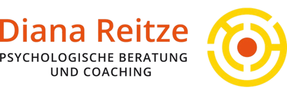 Logo von Diana Reitze Psychologische Beratung und Coaching mit einem gelben Labyrinth-Symbol auf schwarzem Grund.