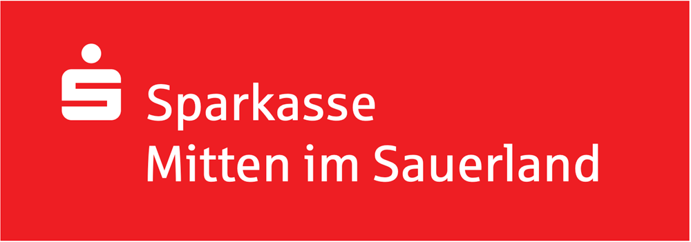 Sparkasse Hochsauerland Logo: Rotes Quadrat mit weißem "S"-Symbol und Schriftzug "Sparkasse Hochsauerland".