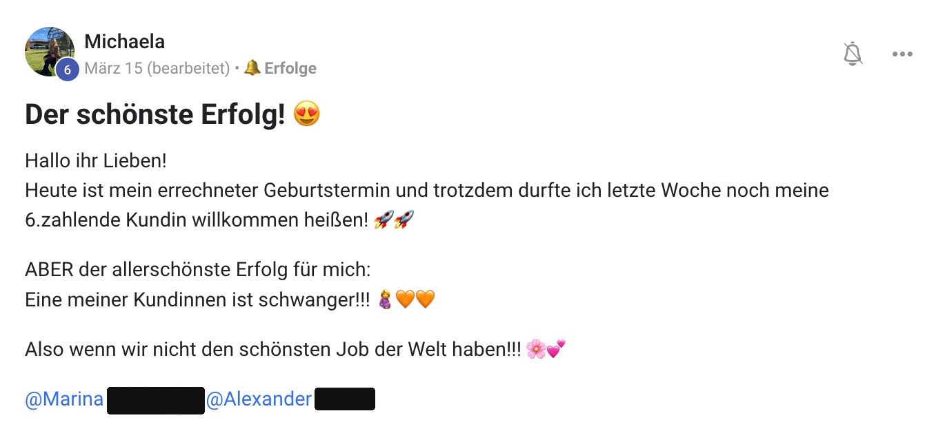 Michaela: 6. zahlende Kundin