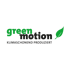 Logo: "green motion" in Grün und Schwarz, mit Blatt, darunter "KLIMASCHONEND PRODUZIERT".