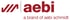 Rotes Aebi Logo mit drei Schrägstrichen und dem Untertitel „a brand of aebi schmidt“ auf weißem Hintergrund.