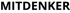 Schwarzer Text auf dunkelgrünem Hintergrund liest "MITDENKER".