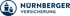 Blaues Logo der Nürnberger Versicherung mit einer stilisierten Burgsilhouette in einem Kreis.