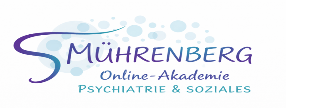 MÜHRENBERG E-Learning Logo mit dem Text "Weiterbildung für Psychologie, Psychiatrie & Soziales" in Weiß auf Grün.