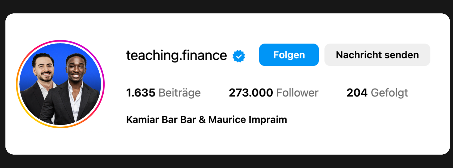 Instagram-Profil teaching.finance