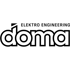 Schwarzes "dōma ELEKTRO ENGINEERING" Logo auf dunkelgrünem Hintergrund.