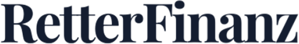 „RetterFinanz“ in dunkelblauer Schrift auf einem dunkelgrünen Hintergrund.