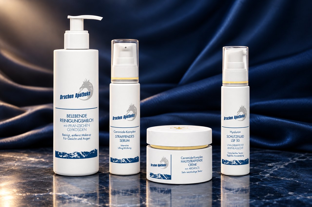 Retinol-Routine auf dunklem Marmor (KI-generiert)
