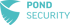 Türkises "POND SECURITY"-Logo mit einem stilisierten Schild, das Wasser oder einen Fisch darstellt.
