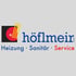 Logo von höflmeir GmbH mit roter Scheibe, gelben Streifen, und Text "Heizung · Sanitär · Service".