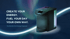 Marketing image of custom soda machine with product name and promotional text.