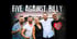 Fünf junge Musiker stehen vor einem verschwommenen Hintergrund, Titel "FIVE AGAINST BILLY".