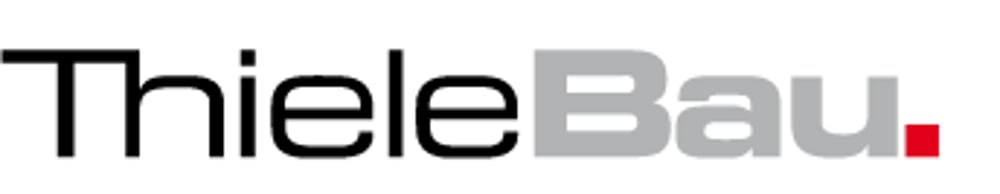 Logo von ThieleBau in Schwarz und Grau mit rotem Punkt aus Salzkotten.