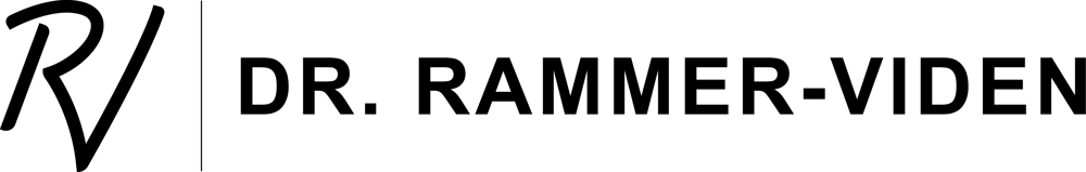 Logo mit stilisiertem "RV" und dem Text "DR. RAMMER-VIDEN" auf grünem Hintergrund.