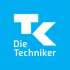 Logo der Techniker Krankenkasse mit weißem "TK" und "Die Techniker" auf blauem Hintergrund.