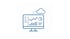 Blaues Icon eines Computerbildschirms mit Daten-Dashboard, Diagrammen und einer verbundenen Cloud-Grafik.