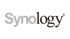 Synology-Logo mit grauem "Syno" und schwarzem "logy".