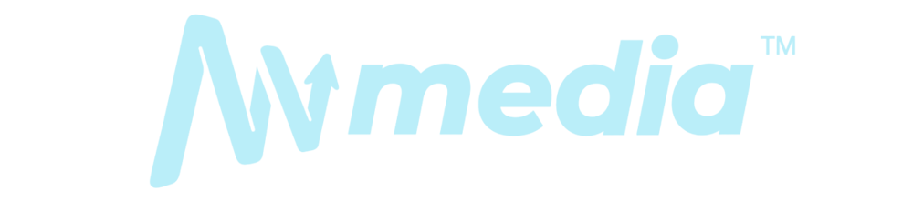 Hellblaues "AVmedia" Logo auf dunkelgrünem Hintergrund.