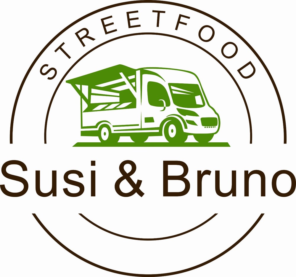 Logo: Grüner Food Truck in Kreis mit "STREETFOOD", darunter "Susi & Bruno".