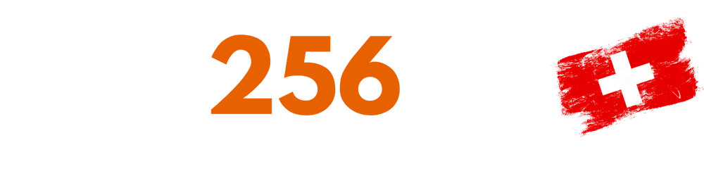 Der Text "sha256.ch" ist in weißen und orangefarbenen Buchstaben auf grünem Hintergrund dargestellt.